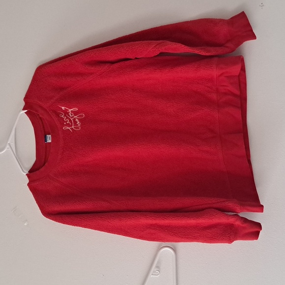 Old Navy Fleece Red Sweatshirt Logo "Live the Joy" - Picture 1 of 3
